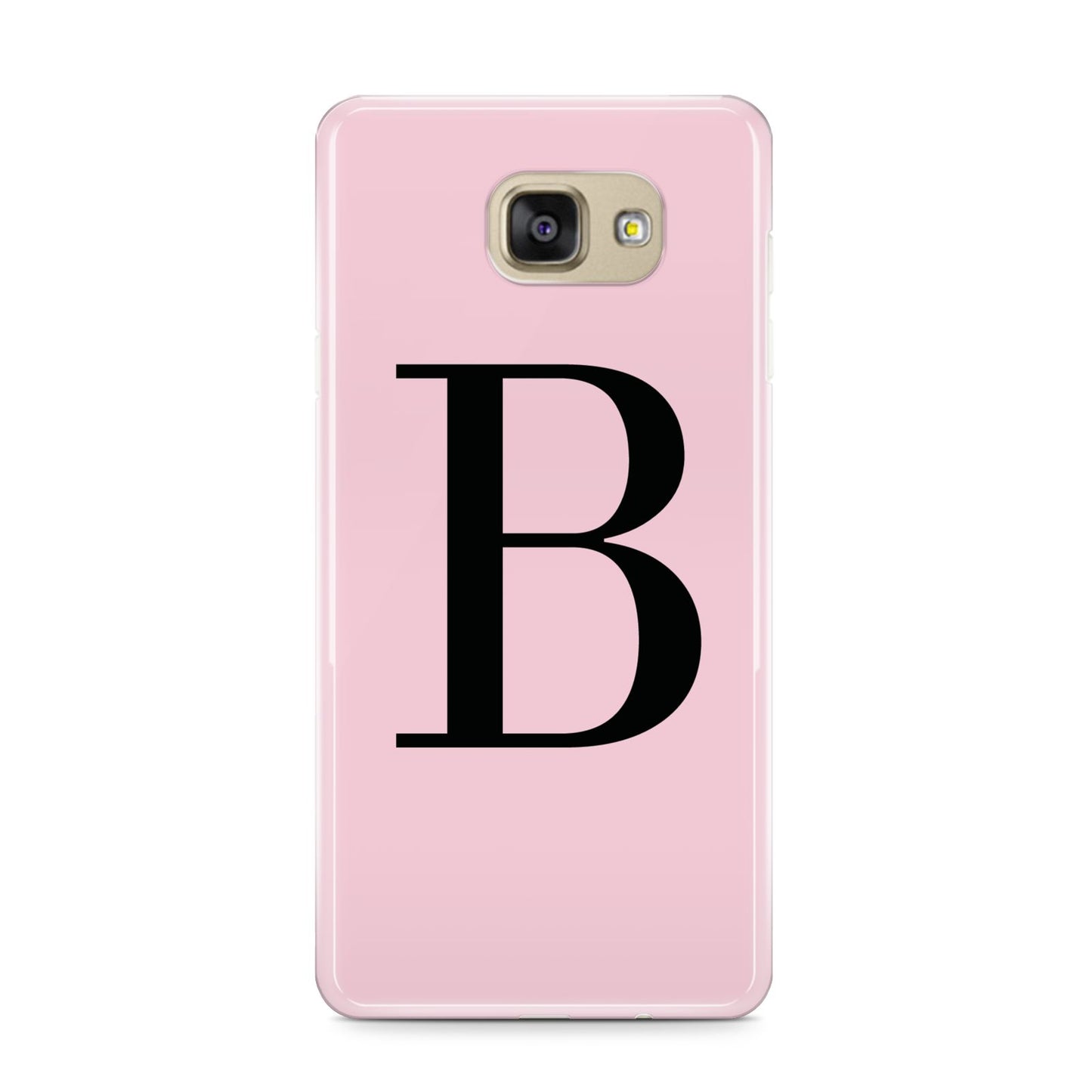 Personalised Pink Black Initial Samsung Galaxy A9 2016 Case on gold phone