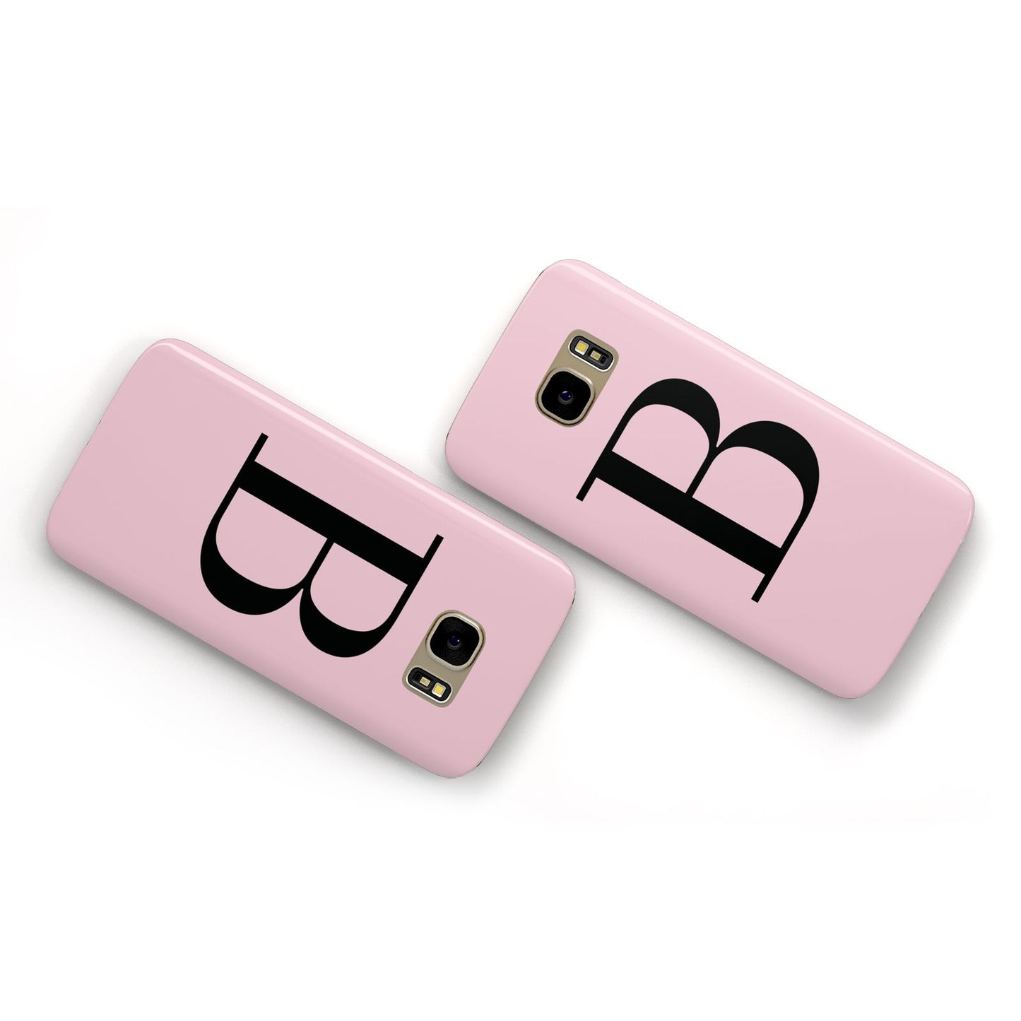 Personalised Pink Black Initial Samsung Galaxy Case Flat Overview