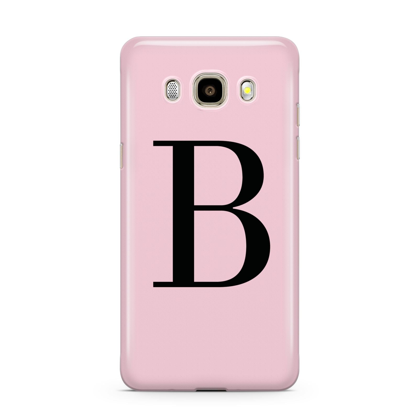 Personalised Pink Black Initial Samsung Galaxy J7 2016 Case on gold phone