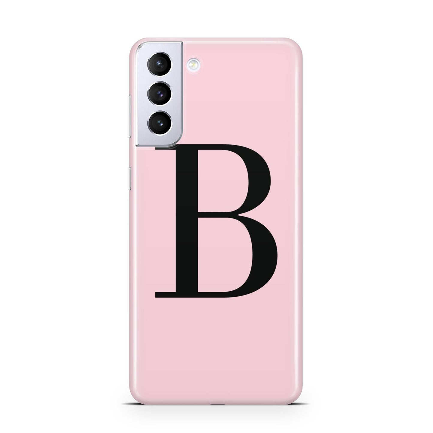 Personalised Pink Black Initial Samsung S21 Plus Case