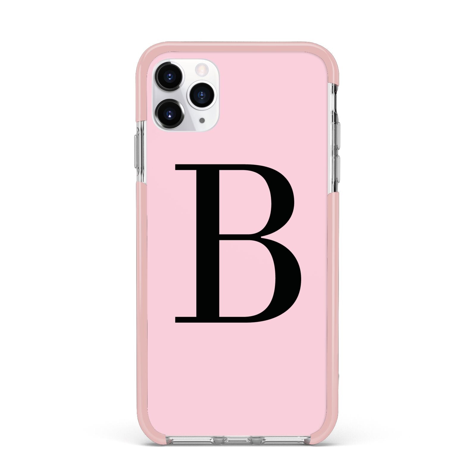 Personalised Pink Black Initial iPhone 11 Pro Max Impact Pink Edge Case