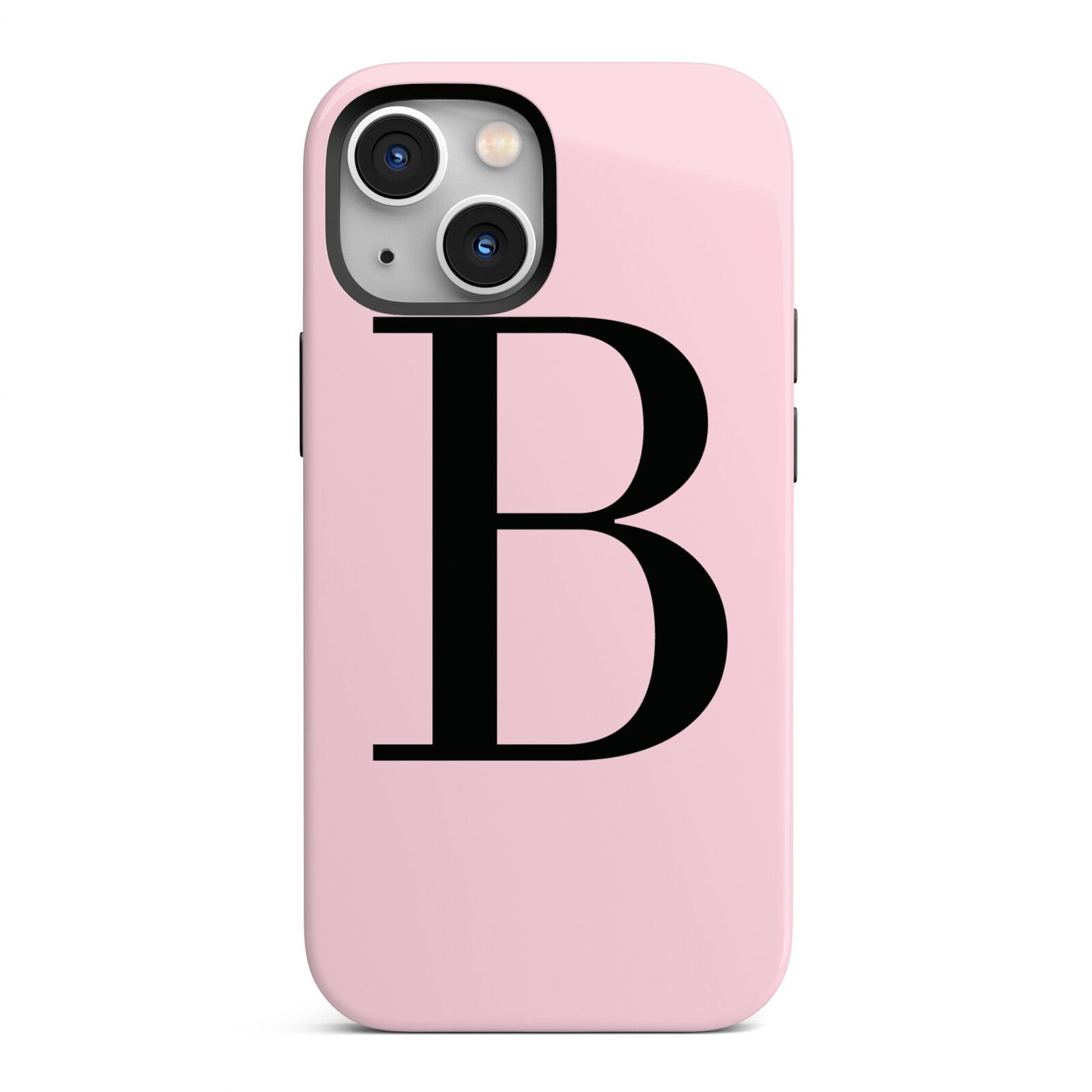 Personalised Pink Black Initial iPhone 13 Mini Full Wrap 3D Tough Case