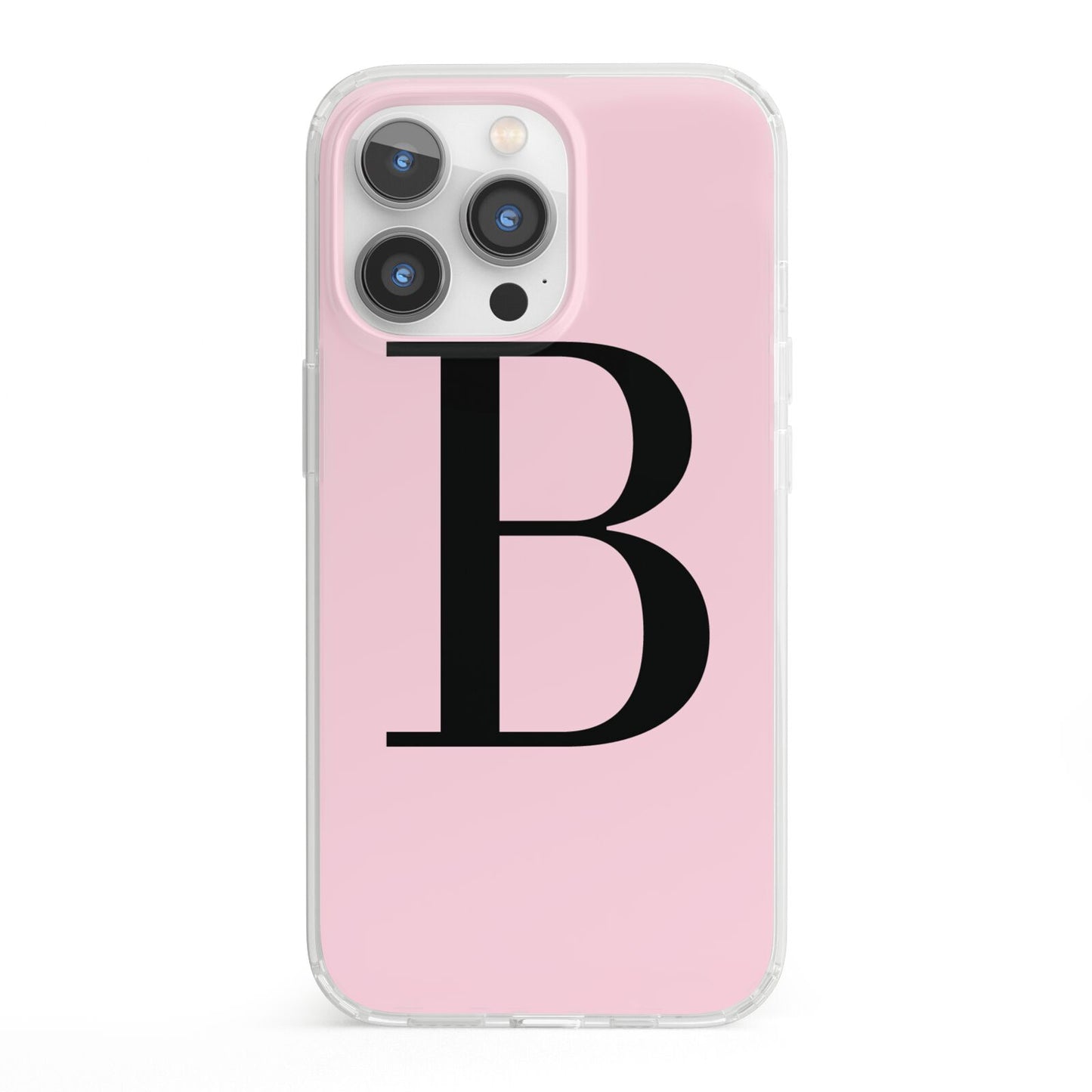 Personalised Pink Black Initial iPhone 13 Pro Clear Bumper Case