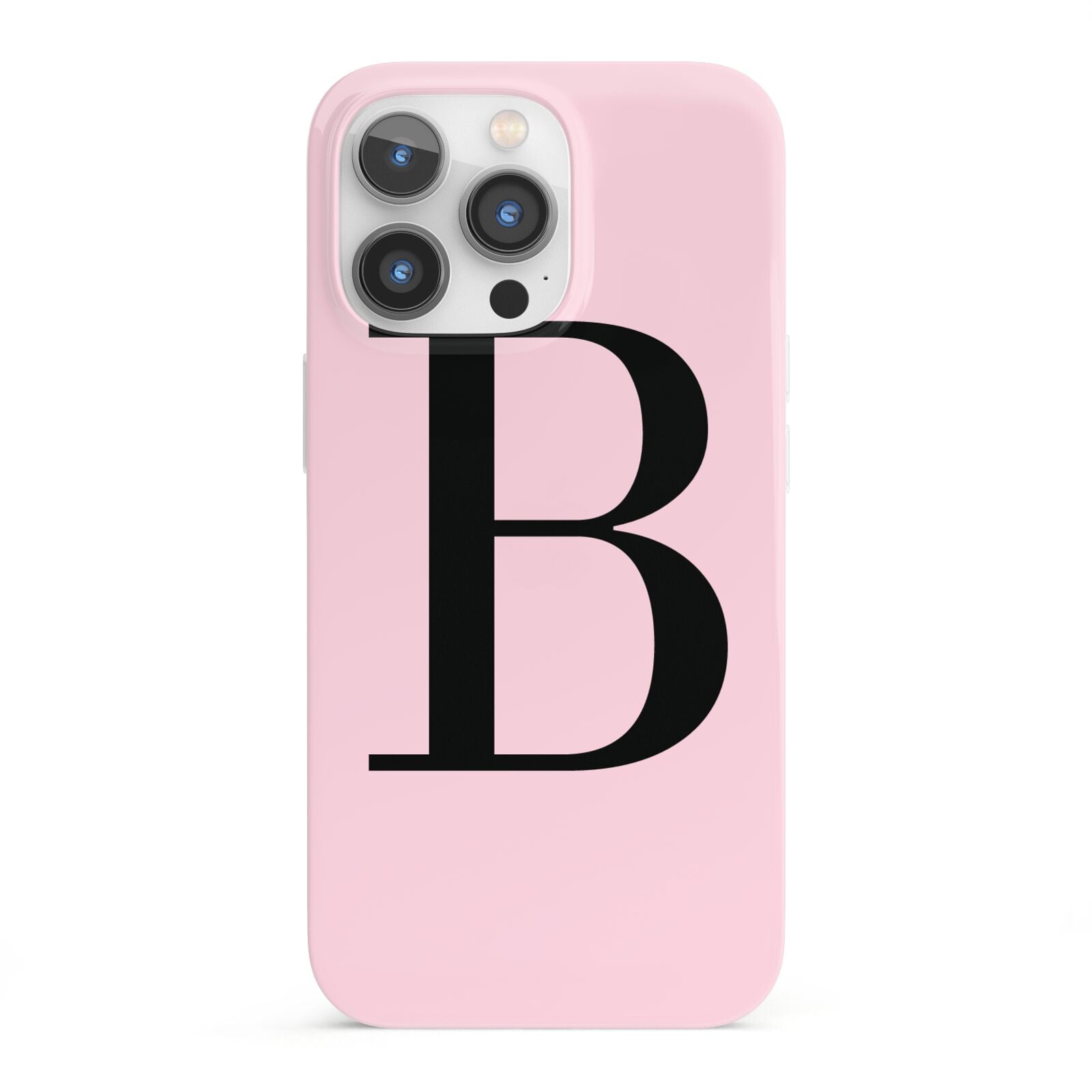 Personalised Pink Black Initial iPhone 13 Pro Full Wrap 3D Snap Case