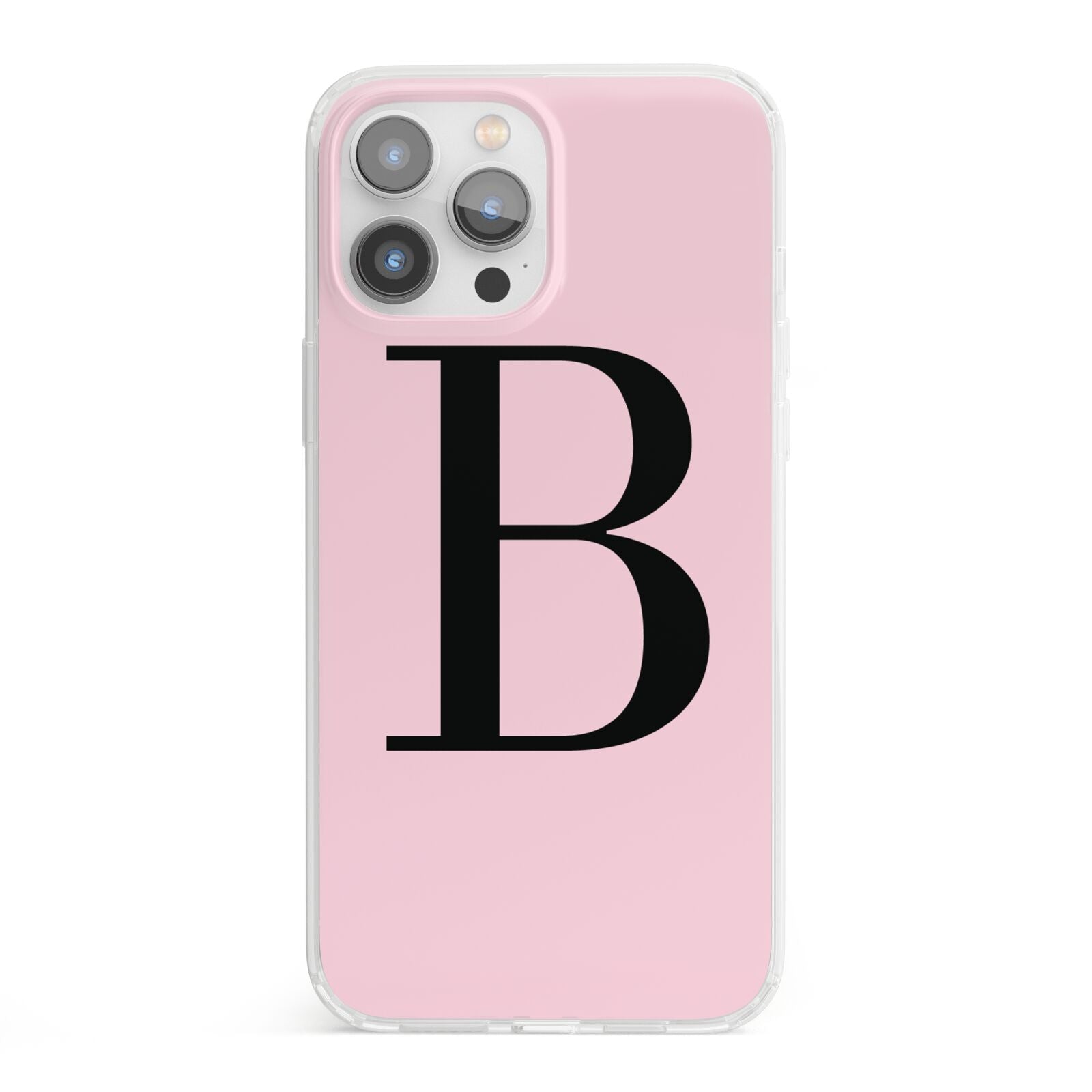 Personalised Pink Black Initial iPhone 13 Pro Max Clear Bumper Case