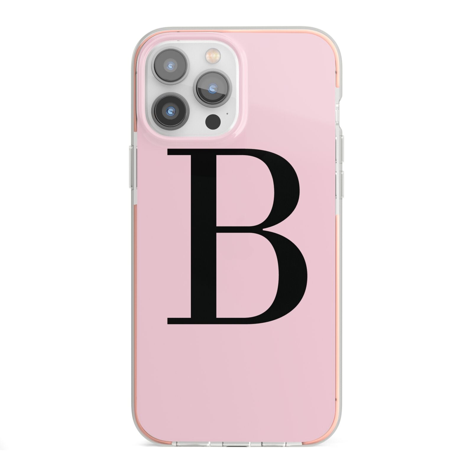 Personalised Pink Black Initial iPhone 13 Pro Max TPU Impact Case with Pink Edges