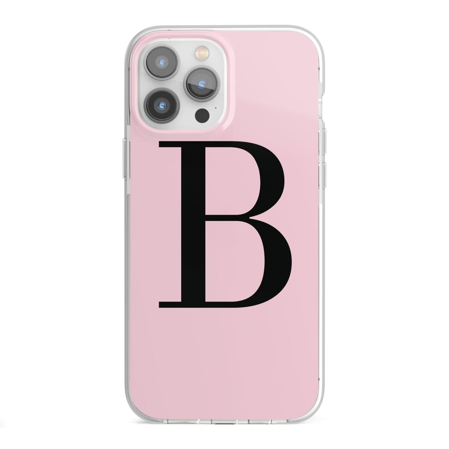 Personalised Pink Black Initial iPhone 13 Pro Max TPU Impact Case with White Edges