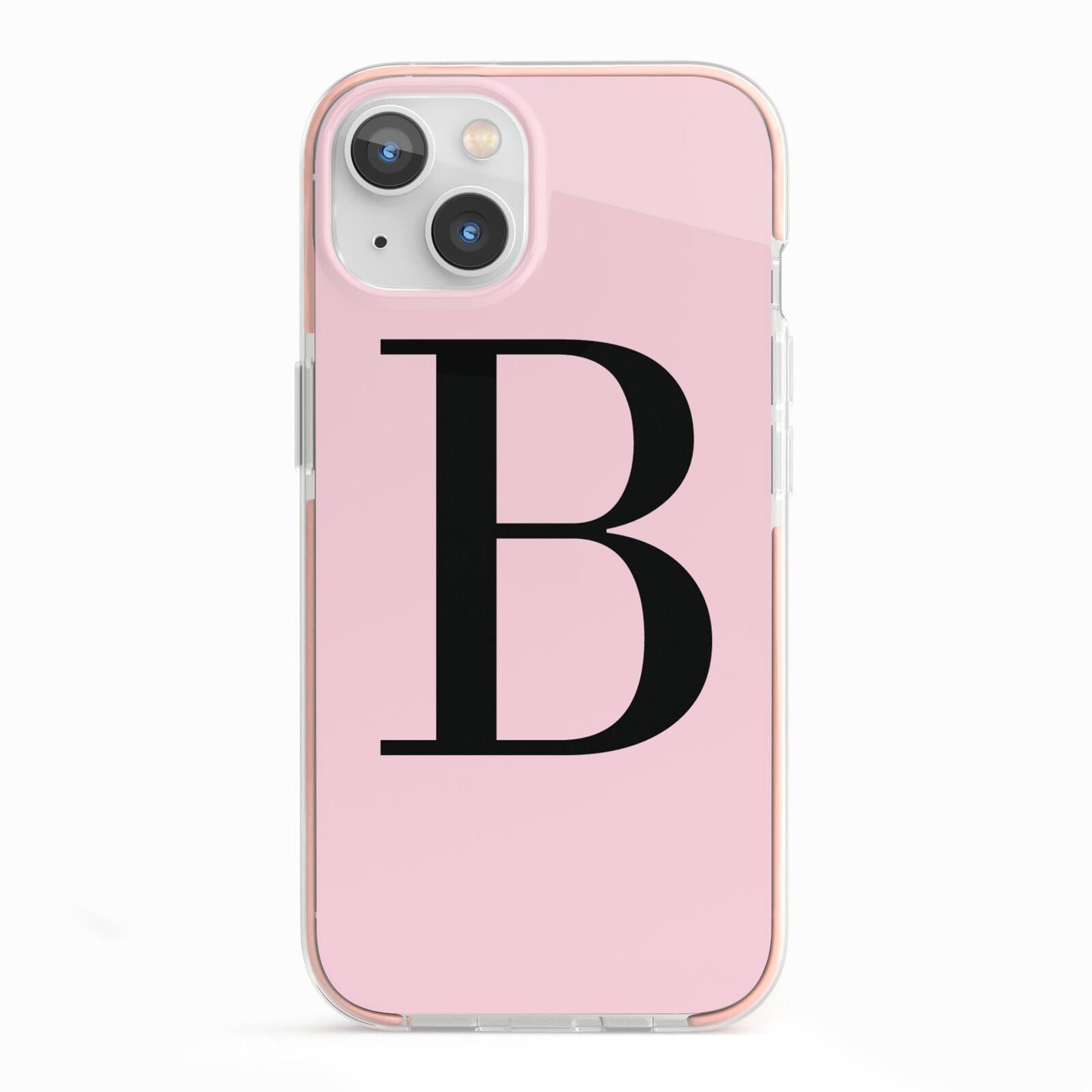 Personalised Pink Black Initial iPhone 13 TPU Impact Case with Pink Edges