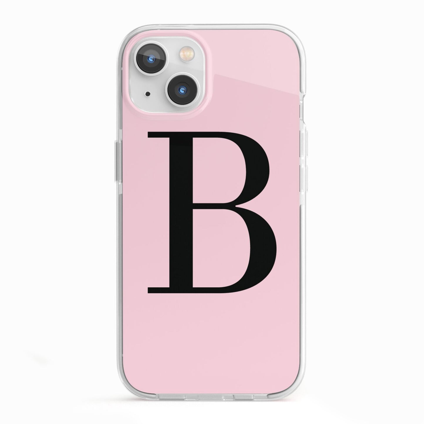 Personalised Pink Black Initial iPhone 13 TPU Impact Case with White Edges