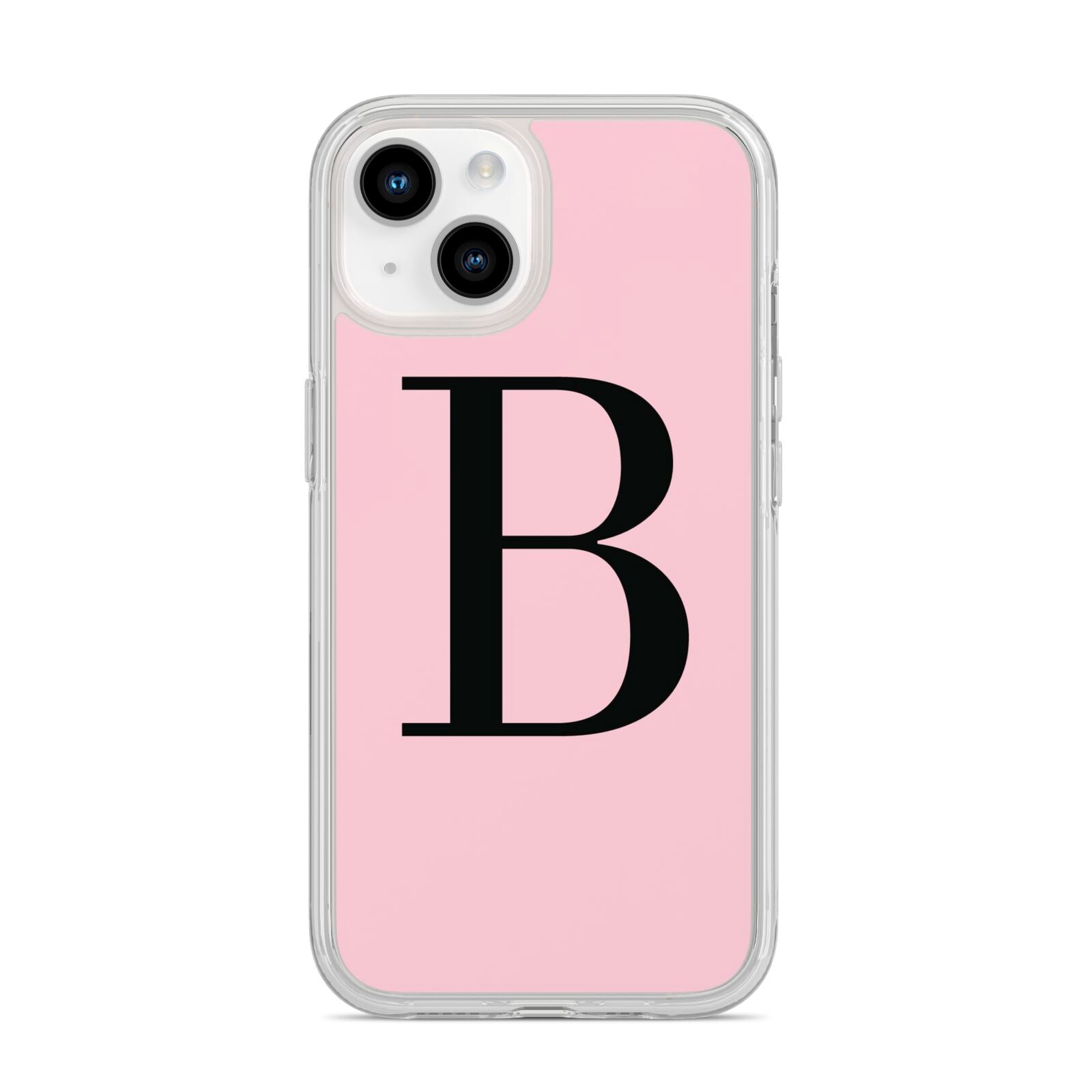 Personalised Pink Black Initial iPhone 14 Clear Tough Case Starlight