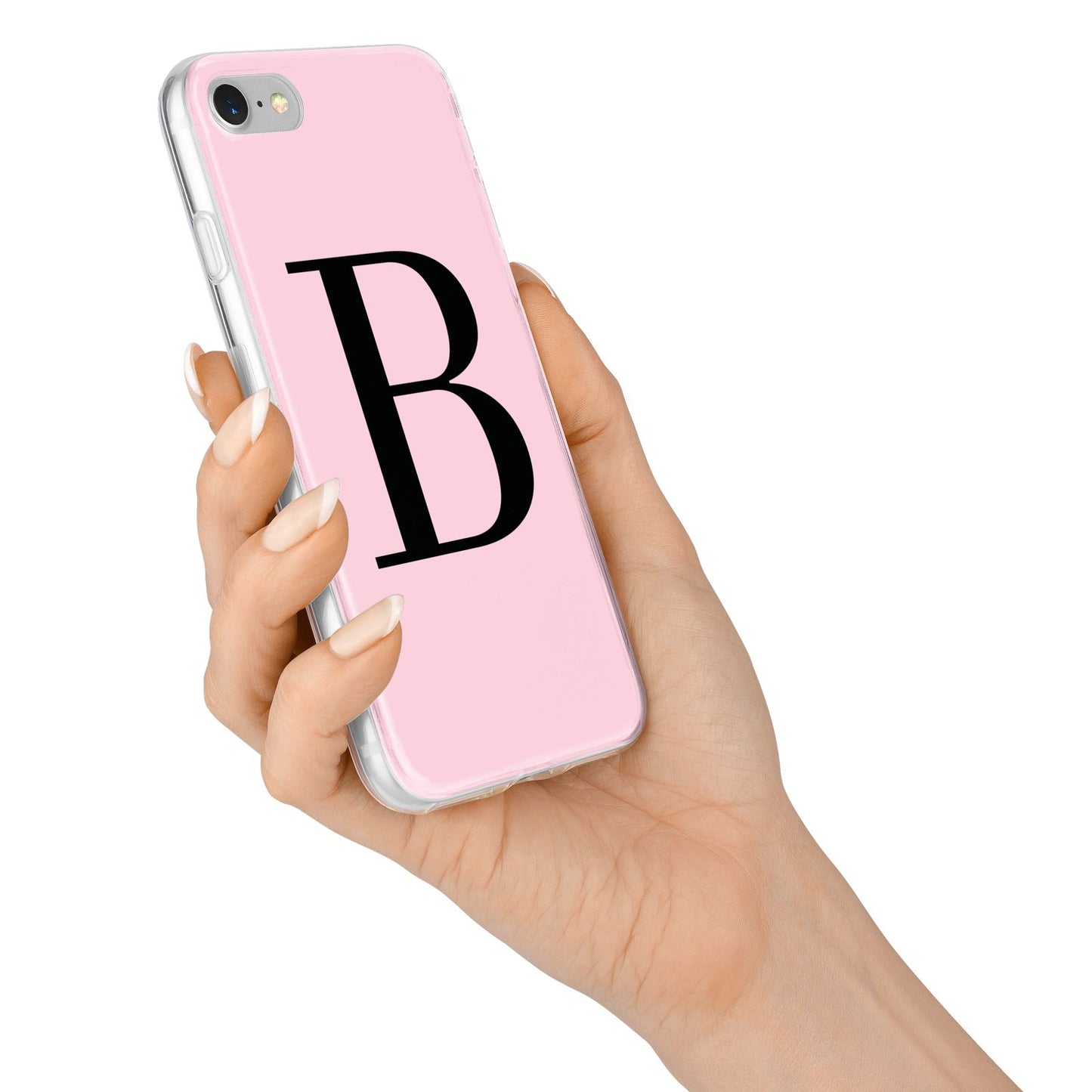 Personalised Pink Black Initial iPhone 7 Bumper Case on Silver iPhone Alternative Image