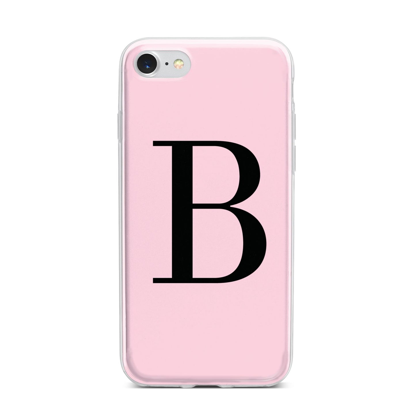 Personalised Pink Black Initial iPhone 7 Bumper Case on Silver iPhone