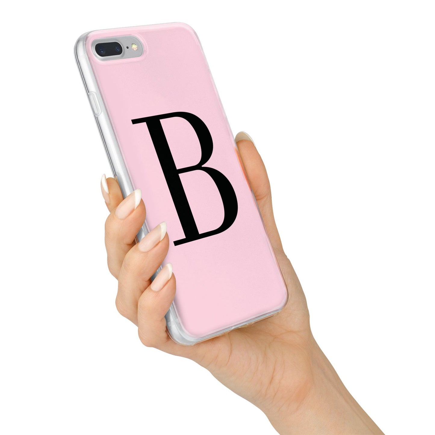 Personalised Pink Black Initial iPhone 7 Plus Bumper Case on Silver iPhone Alternative Image