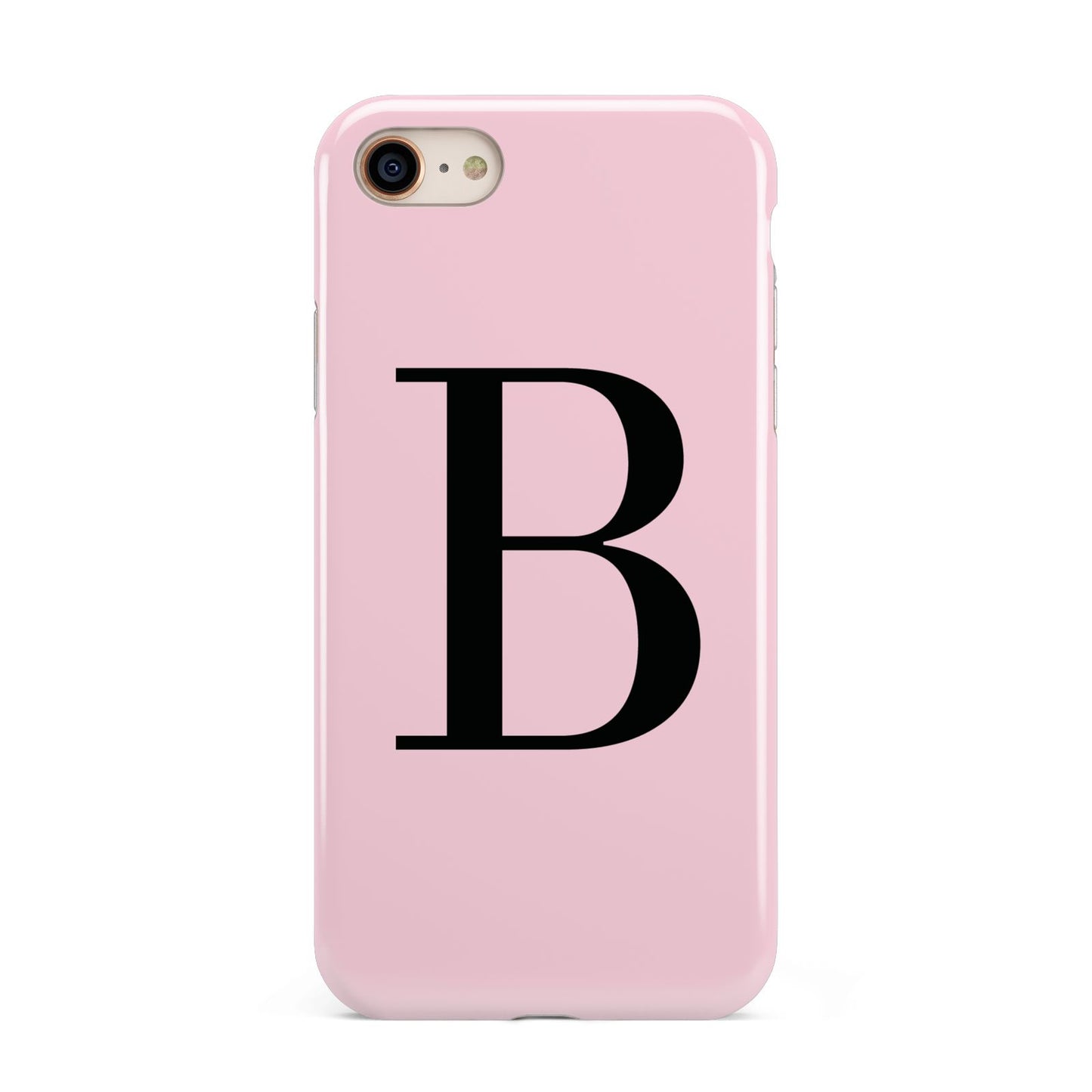 Personalised Pink Black Initial iPhone 8 3D Tough Case on Gold Phone