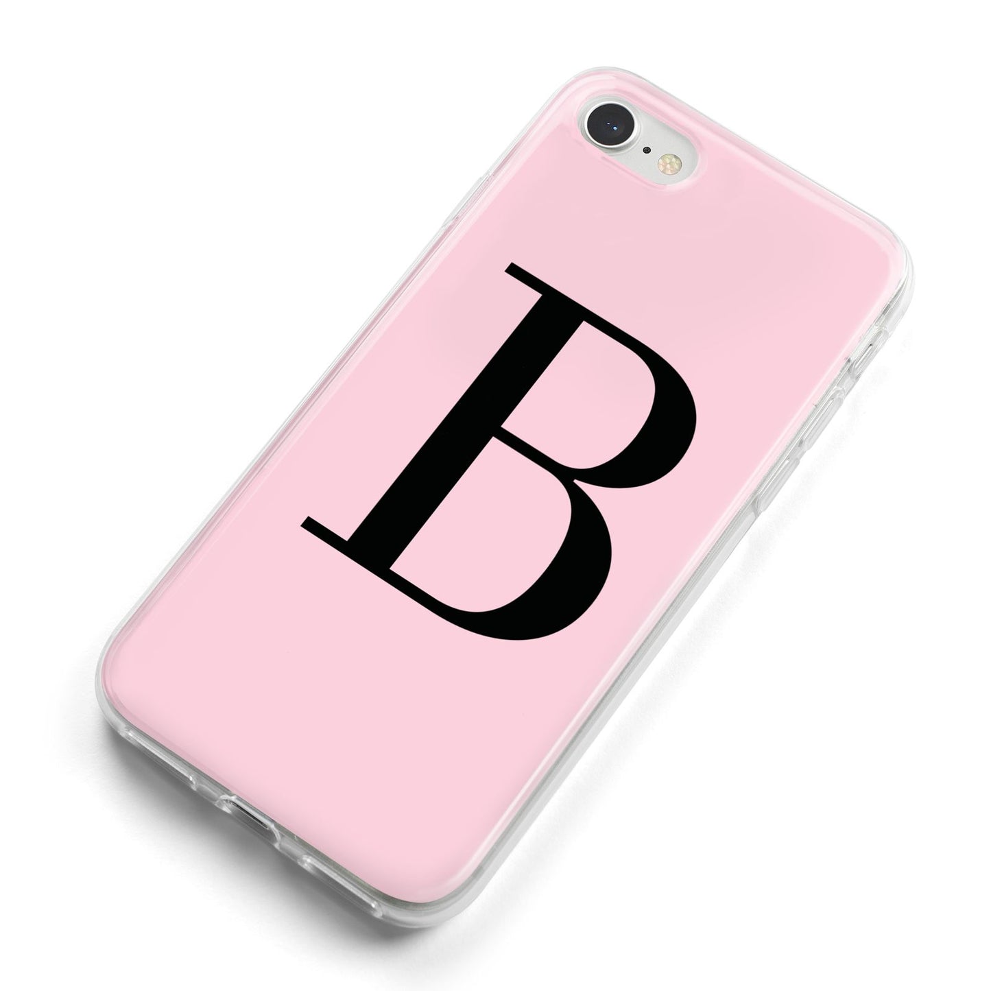 Personalised Pink Black Initial iPhone 8 Bumper Case on Silver iPhone Alternative Image