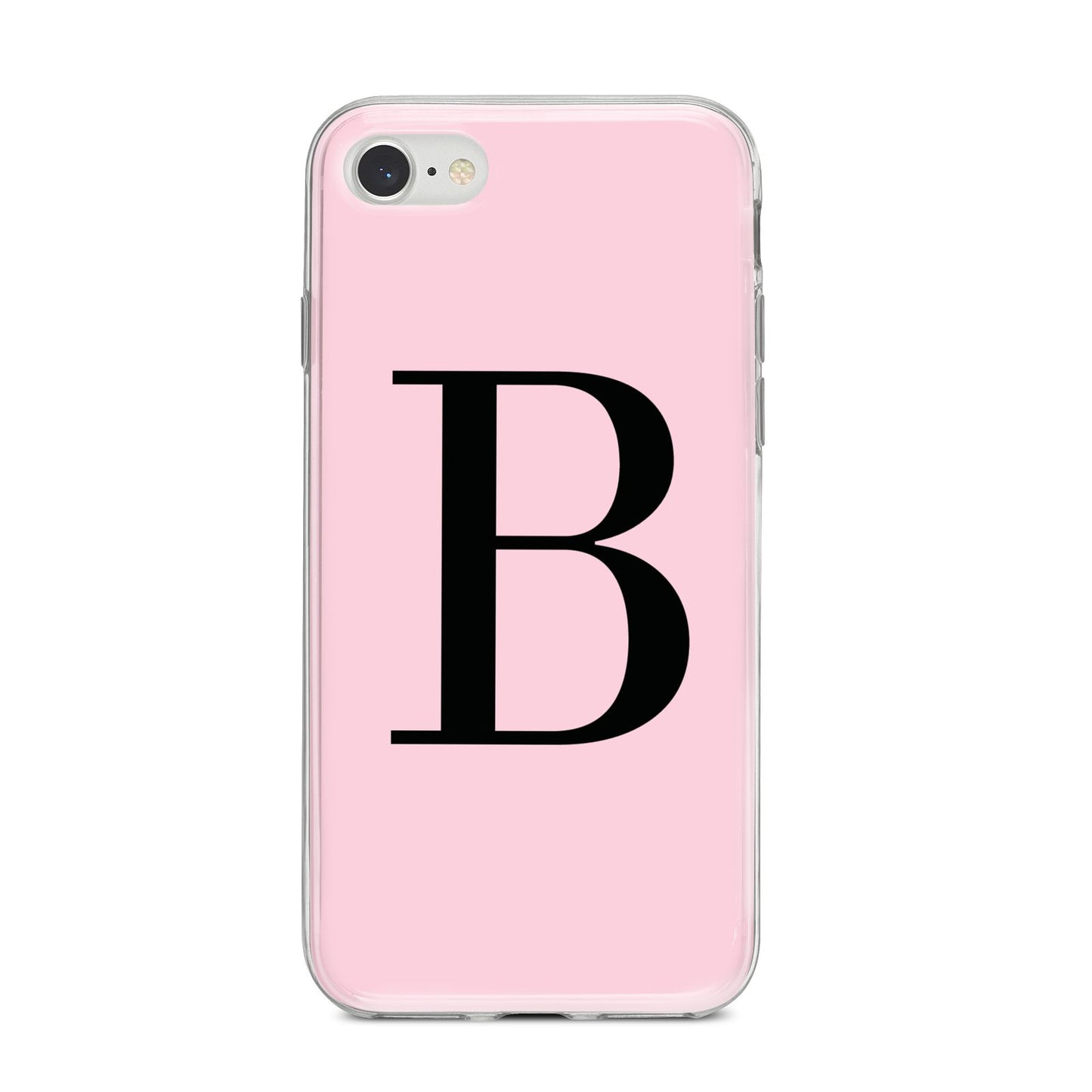 Personalised Pink Black Initial iPhone 8 Bumper Case on Silver iPhone