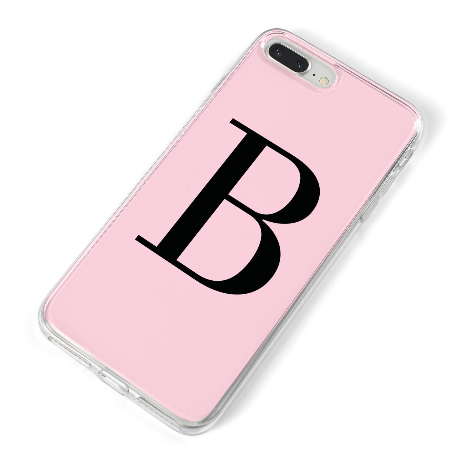 Personalised Pink Black Initial iPhone 8 Plus Bumper Case on Silver iPhone Alternative Image