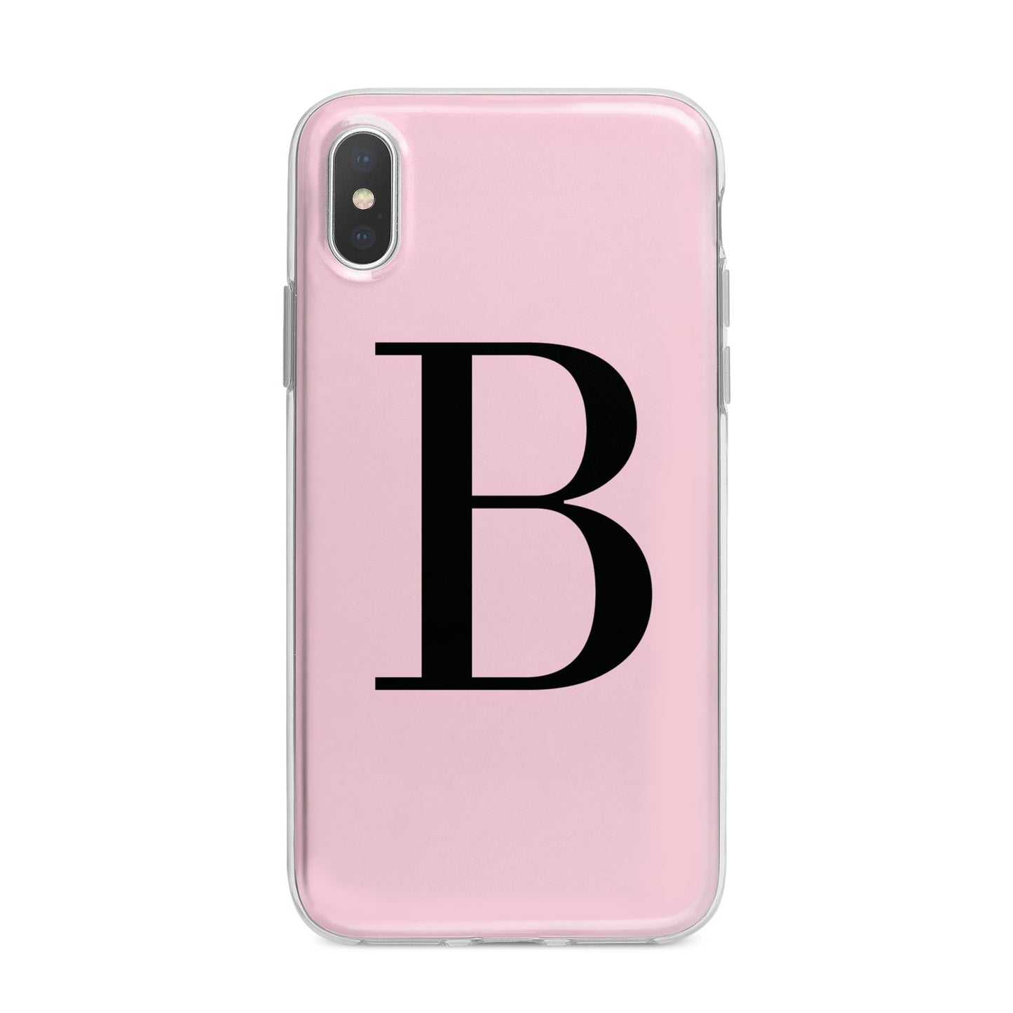 Personalised Pink Black Initial iPhone X Bumper Case on Silver iPhone Alternative Image 1