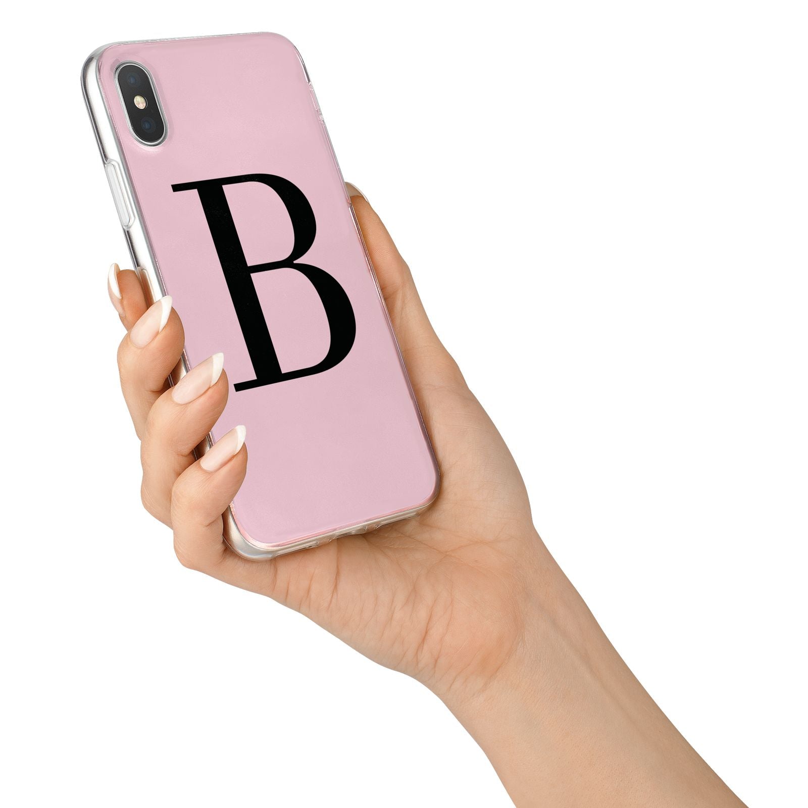 Personalised Pink Black Initial iPhone X Bumper Case on Silver iPhone Alternative Image 2