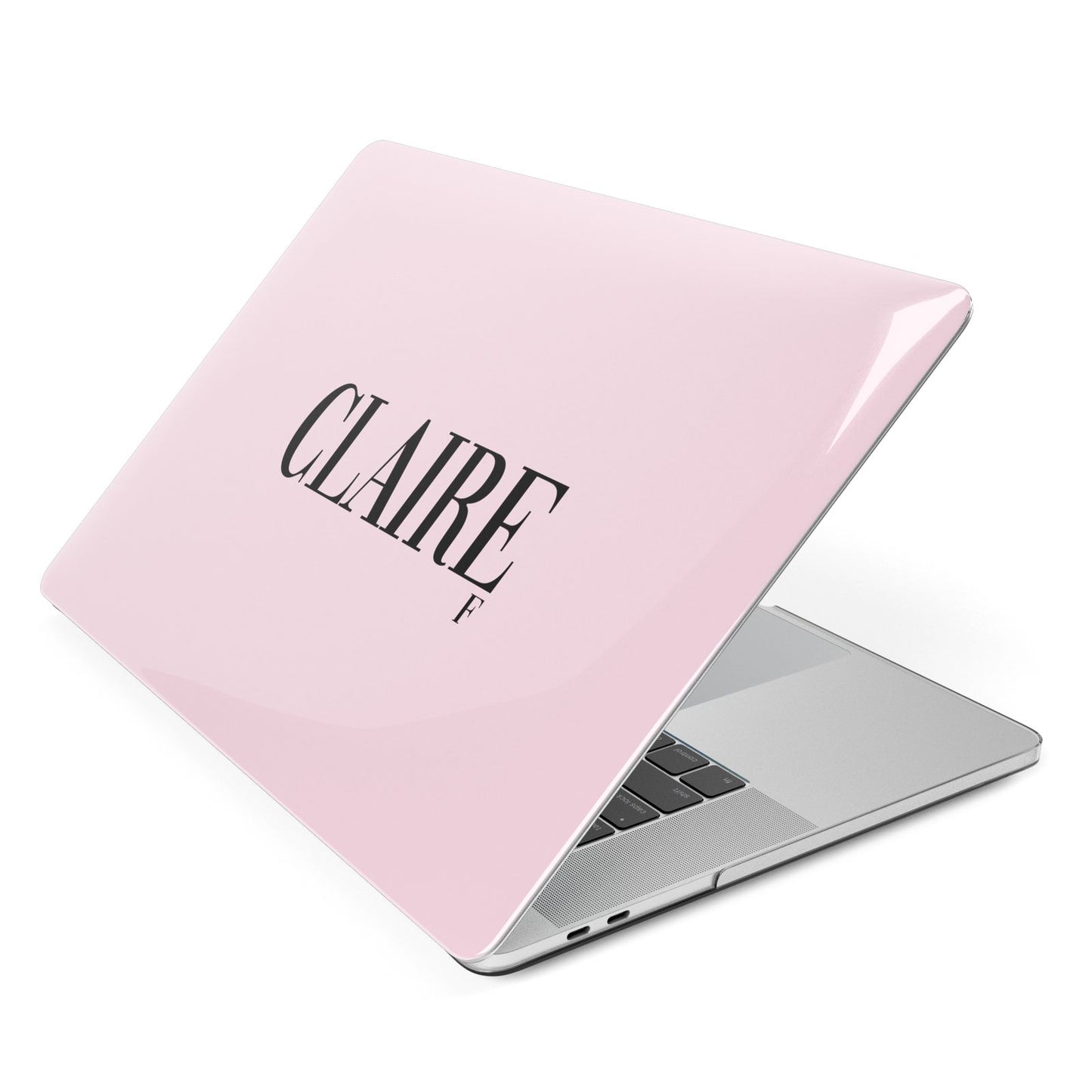 Personalised Pink Black Name Apple MacBook Case Side View