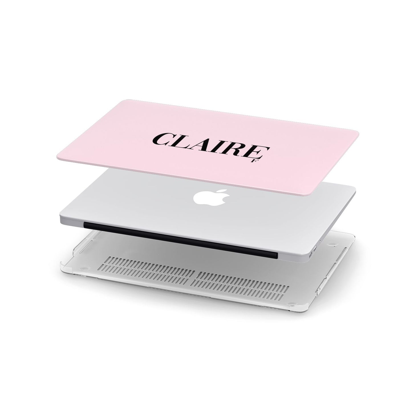 Personalised Pink Black Name Apple MacBook Case in Detail