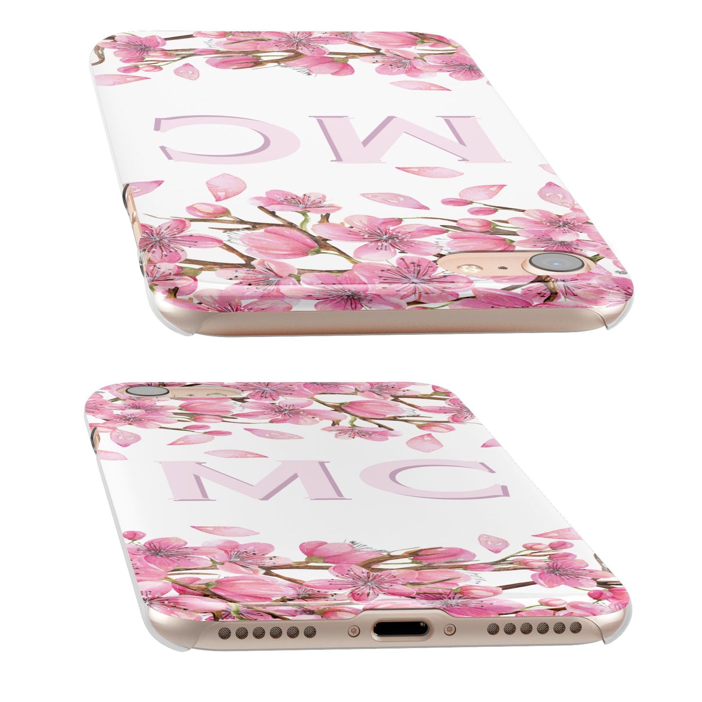 Personalised Pink Blossom Floral Apple iPhone Case Cutouts