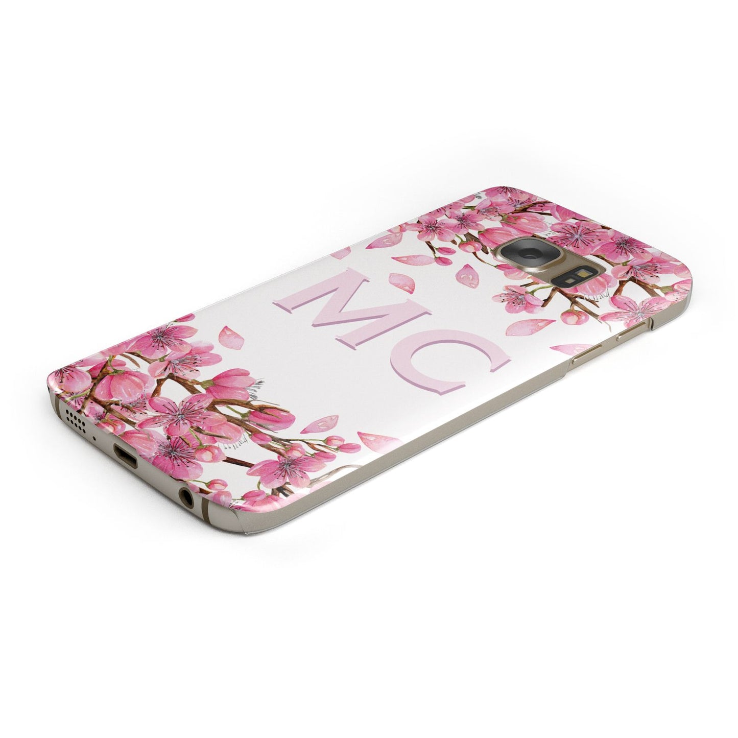 Personalised Pink Blossom Floral Samsung Galaxy Case Bottom Cutout