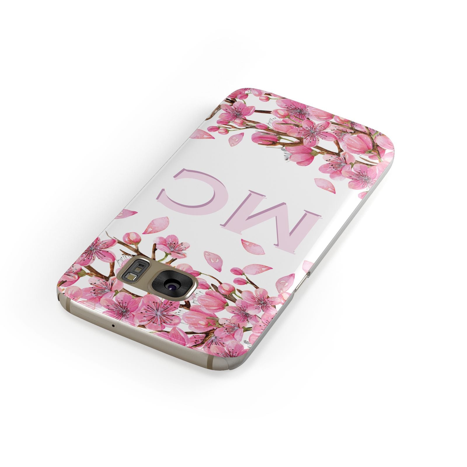 Personalised Pink Blossom Floral Samsung Galaxy Case Front Close Up