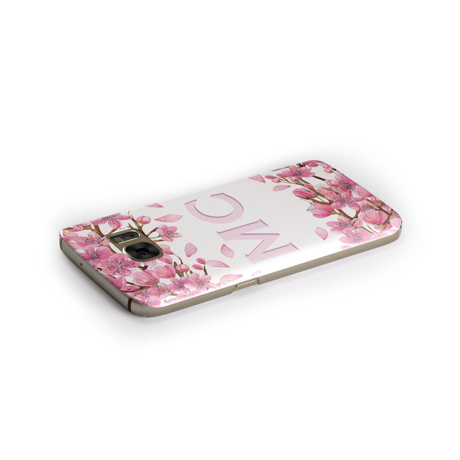 Personalised Pink Blossom Floral Samsung Galaxy Case Side Close Up