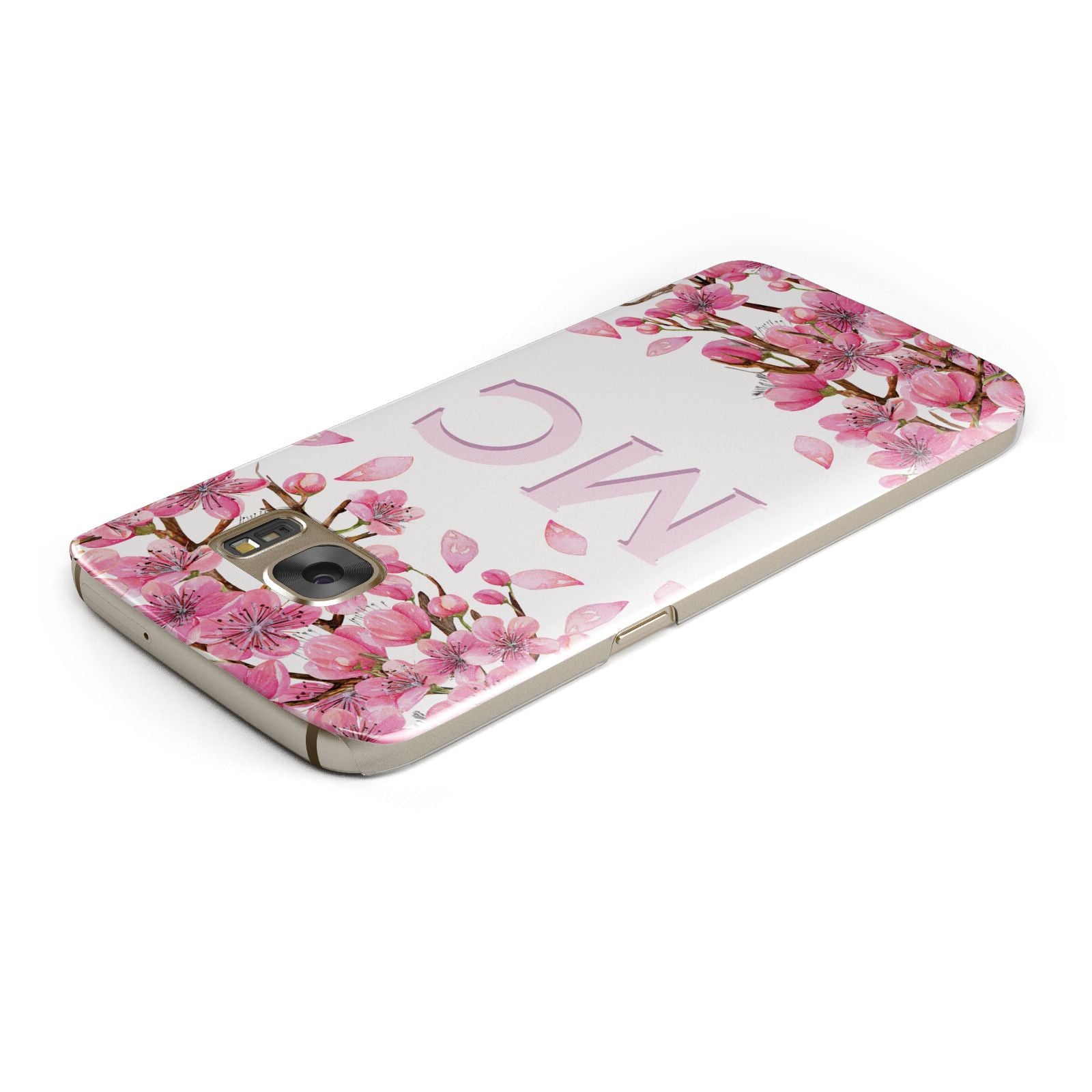 Personalised Pink Blossom Floral Samsung Galaxy Case Top Cutout