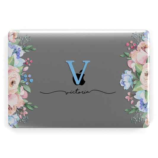 Personalised Pink Blue Flowers Apple MacBook Case