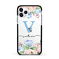 Personalised Pink Blue Flowers Apple iPhone 11 Pro in Silver with Black Impact Case