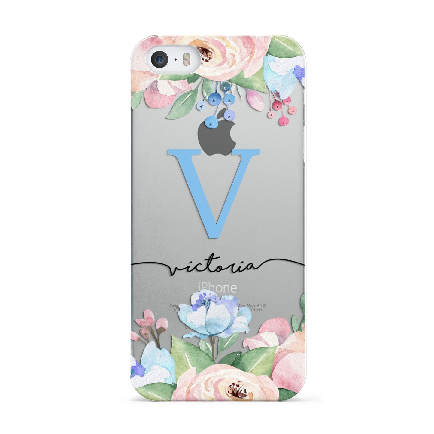 Personalised Pink Blue Flowers Apple iPhone 5 Case