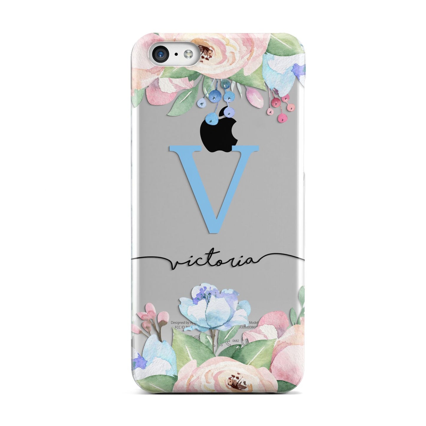 Personalised Pink Blue Flowers Apple iPhone 5c Case