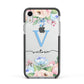 Personalised Pink Blue Flowers Apple iPhone XR Impact Case Black Edge on Silver Phone