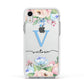 Personalised Pink Blue Flowers Apple iPhone XR Impact Case White Edge on Silver Phone