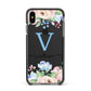 Personalised Pink Blue Flowers Apple iPhone Xs Max Impact Case Black Edge on Black Phone