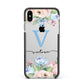 Personalised Pink Blue Flowers Apple iPhone Xs Max Impact Case Black Edge on Silver Phone