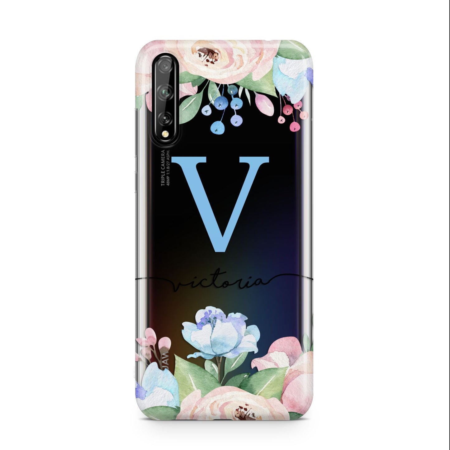 Personalised Pink Blue Flowers Huawei Enjoy 10s Phone Case