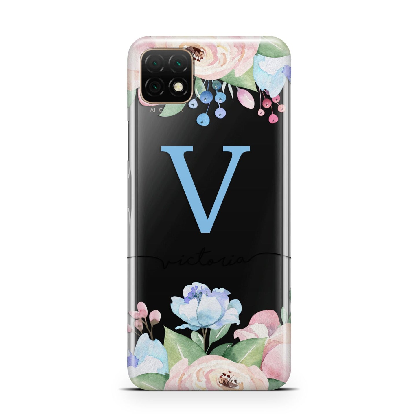 Personalised Pink Blue Flowers Huawei Enjoy 20 Phone Case