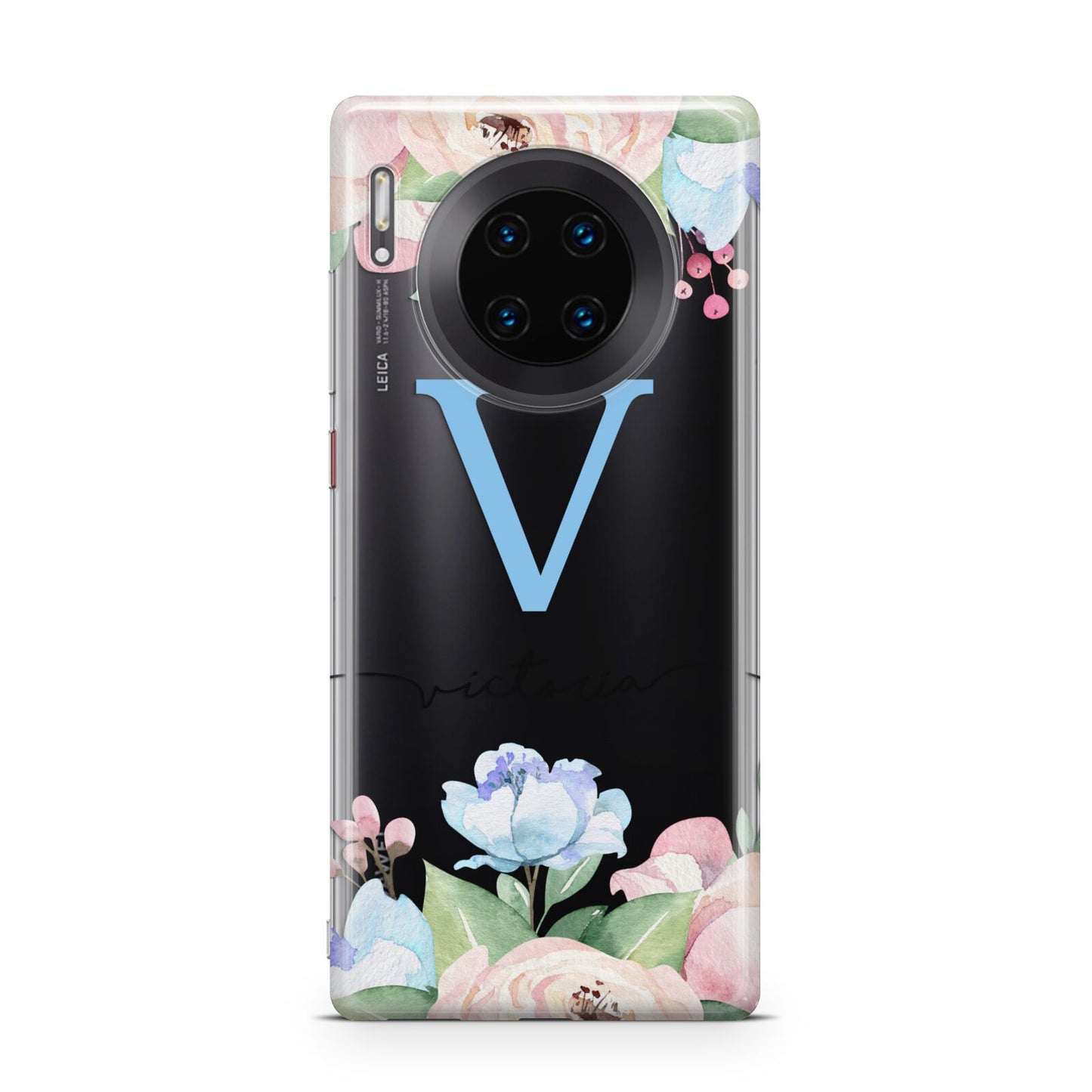 Personalised Pink Blue Flowers Huawei Mate 30 Pro Phone Case