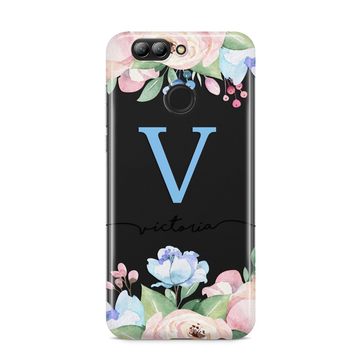 Personalised Pink Blue Flowers Huawei Nova 2s Phone Case