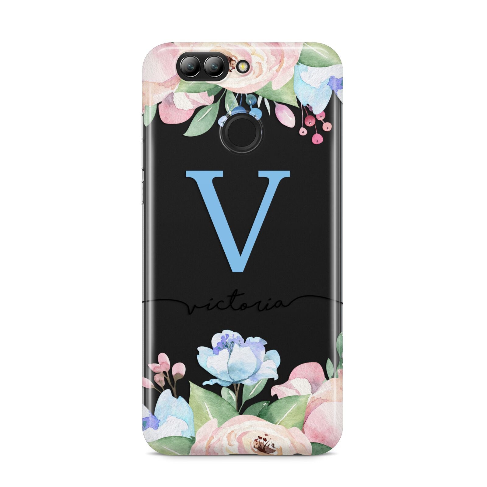 Personalised Pink Blue Flowers Huawei Nova 2s Phone Case