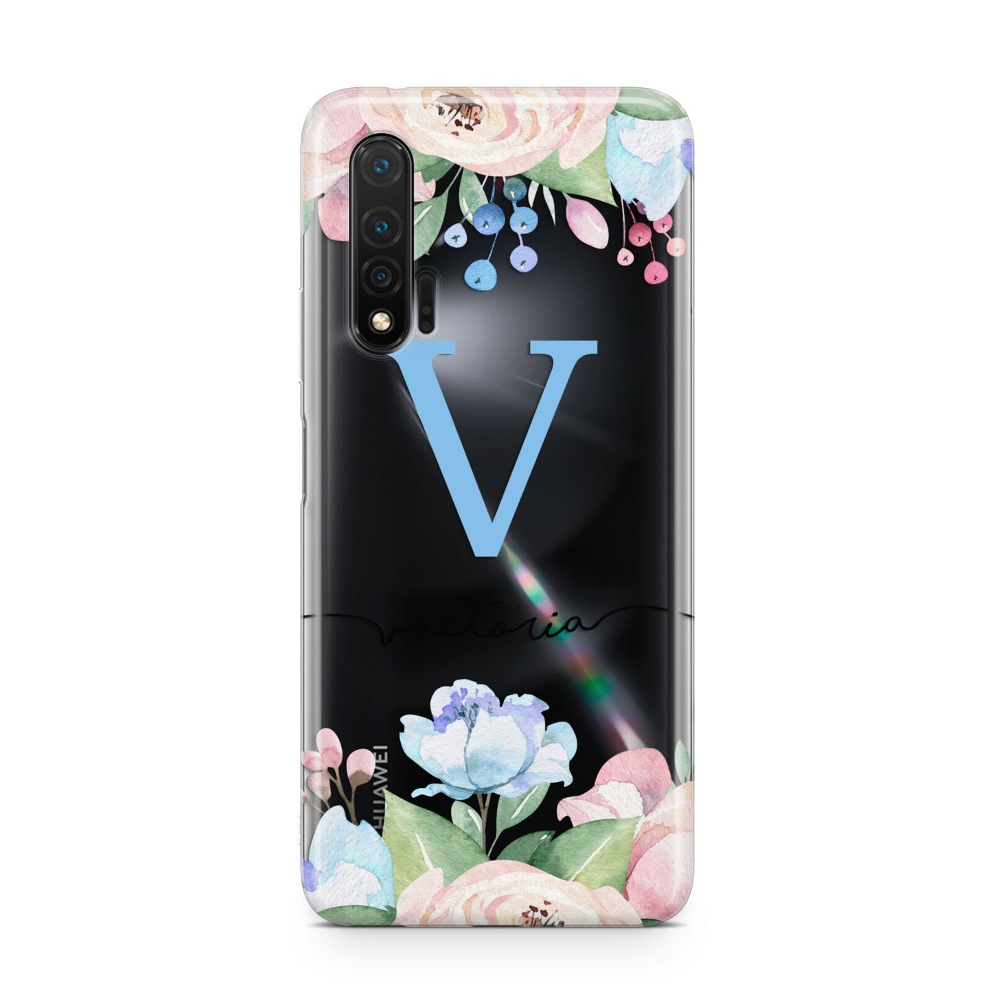 Personalised Pink Blue Flowers Huawei Nova 6 Phone Case