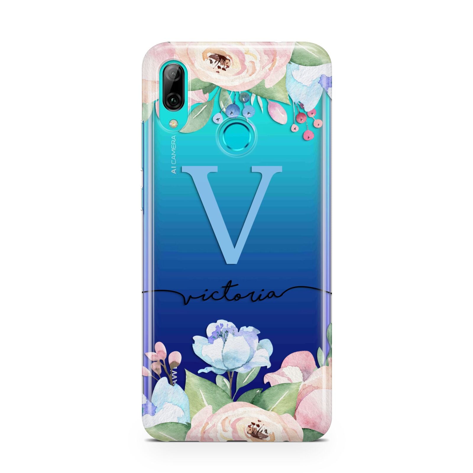 Personalised Pink Blue Flowers Huawei P Smart 2019 Case