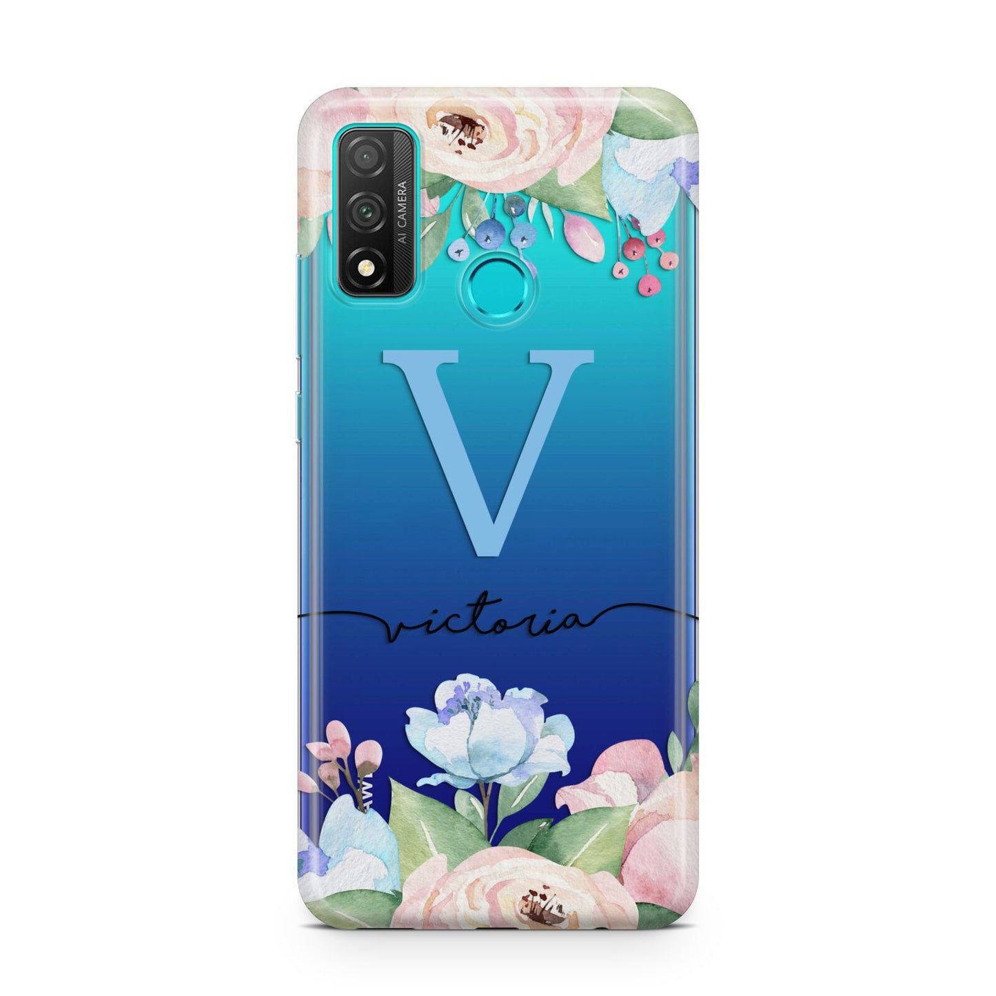 Personalised Pink Blue Flowers Huawei P Smart 2020