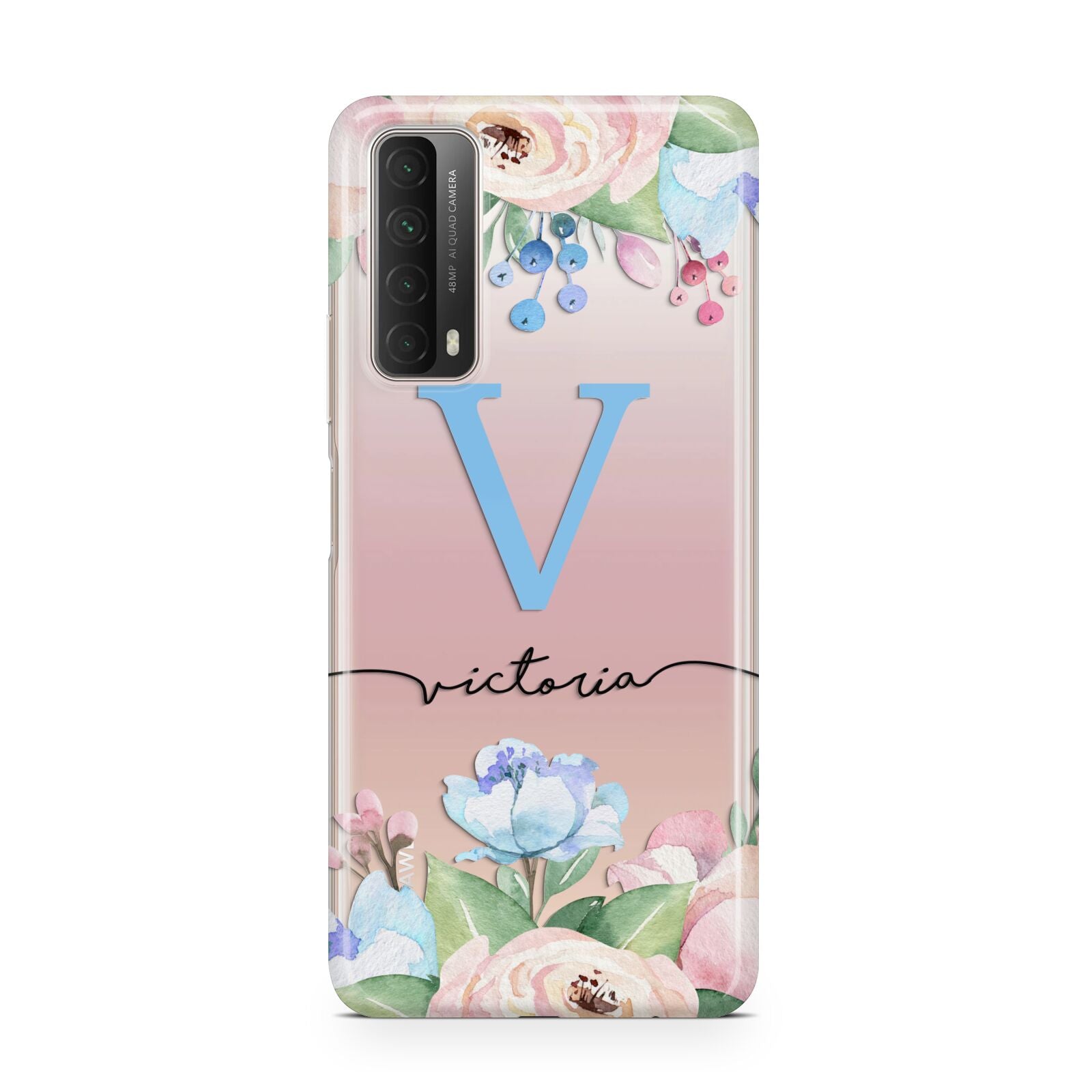 Personalised Pink Blue Flowers Huawei P Smart 2021