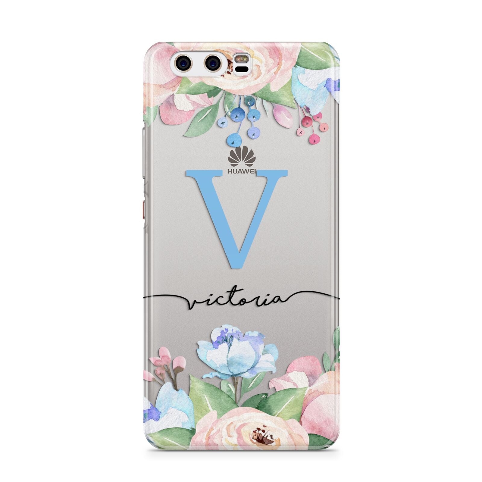 Personalised Pink Blue Flowers Huawei P10 Phone Case