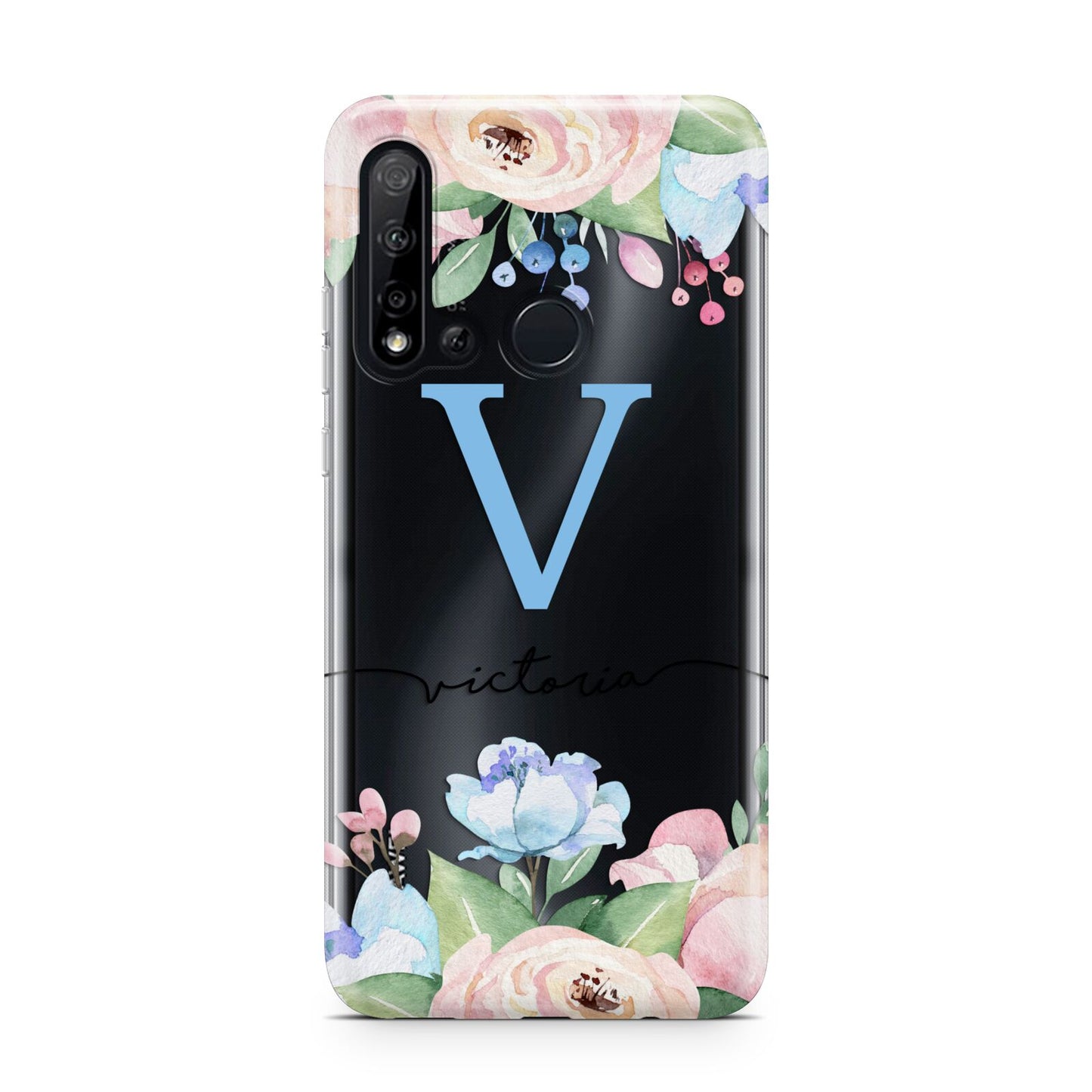 Personalised Pink Blue Flowers Huawei P20 Lite 5G Phone Case