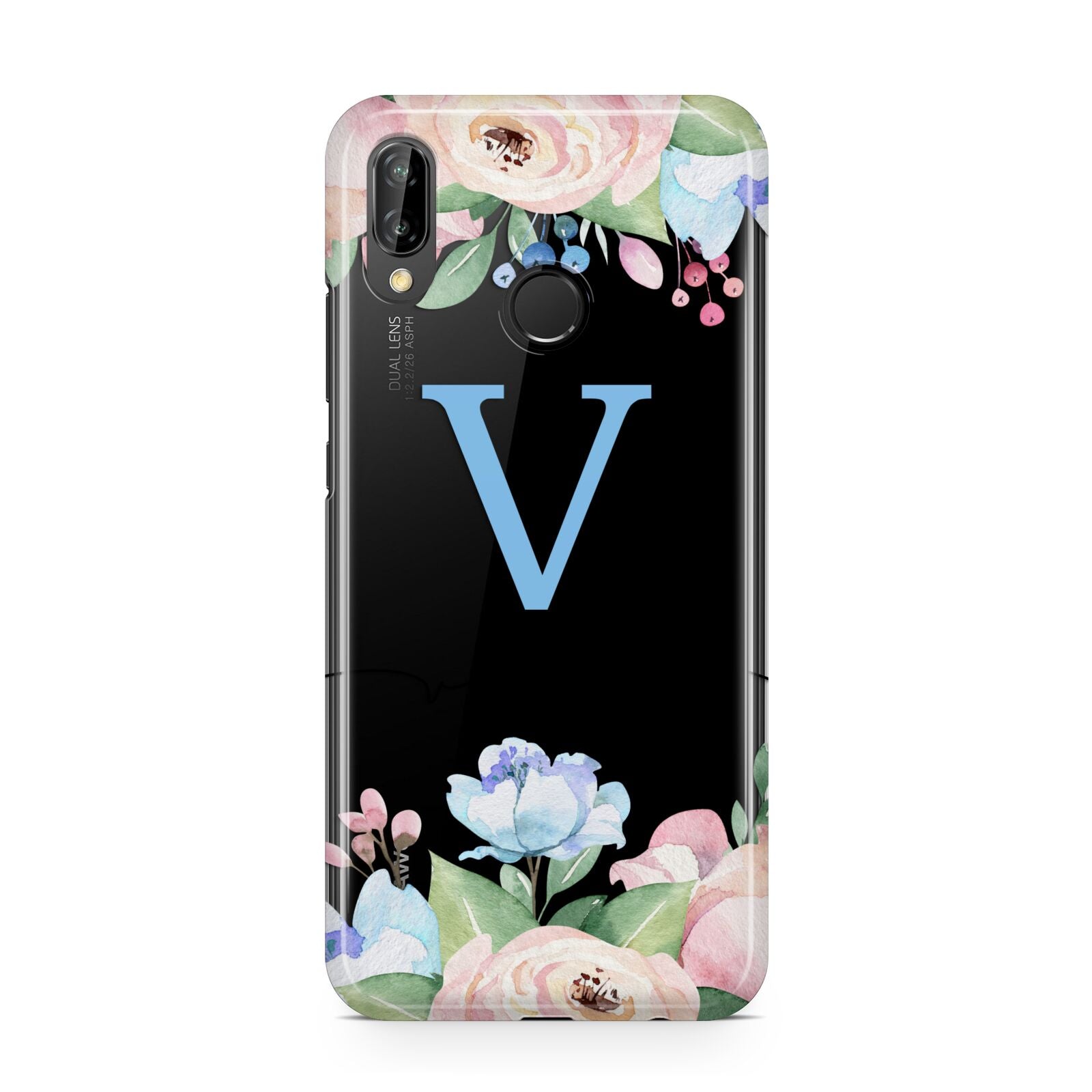 Personalised Pink Blue Flowers Huawei P20 Lite Phone Case